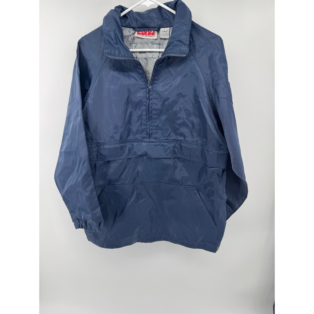 Pivot Rules Vintage Navy Blue Packable Anorak Windbreaker Golf Graphic Jacket M